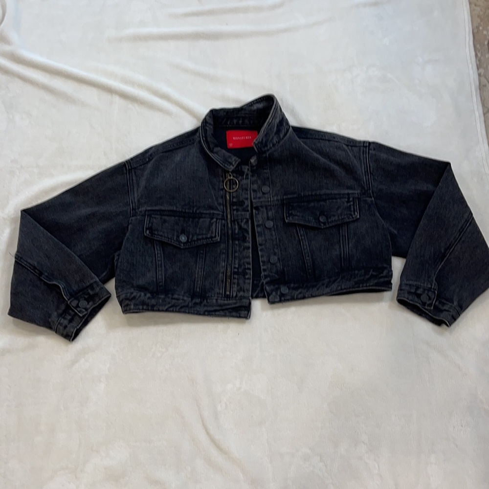 Black Denim cropped jacket - Picture 4 of 6
